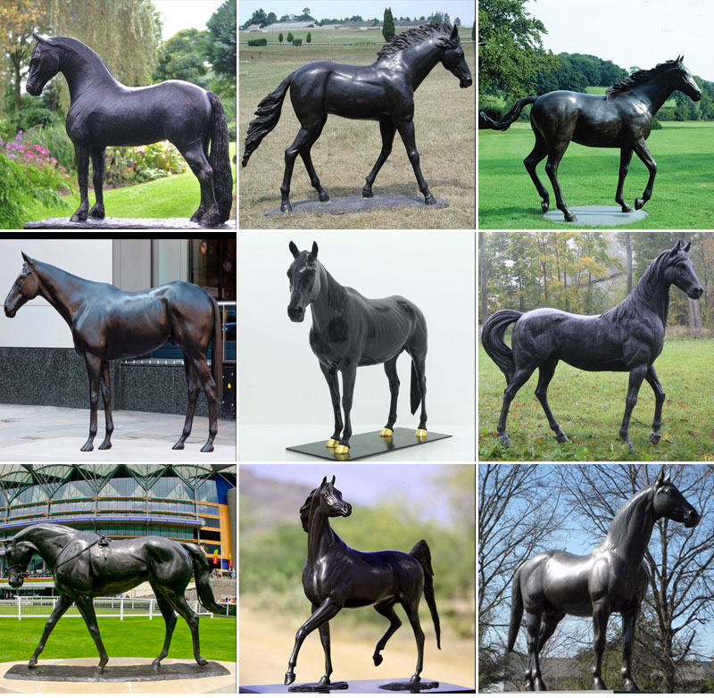 bronze black horse statue