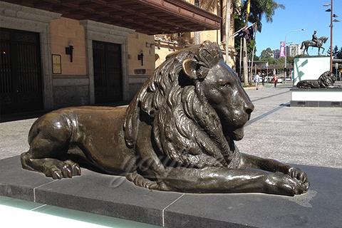 Antique Life Size Bronze Lion Statue