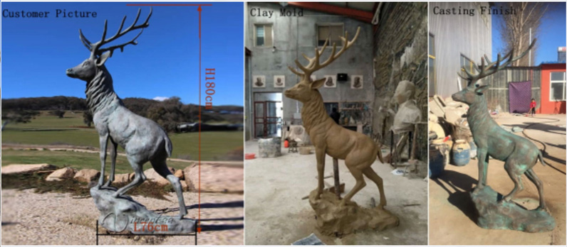 Outdoor life size bronze deer statues