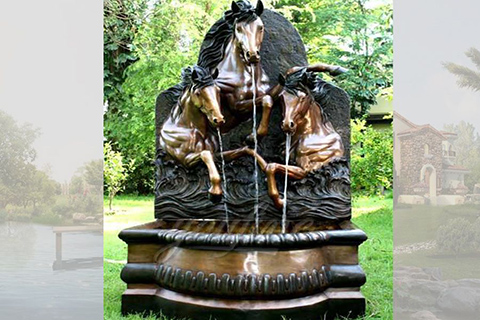 Decorative detailed casting horse bronze wall fountains for garden