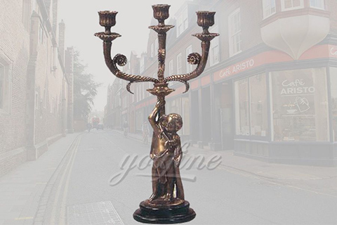 Antique Bronze Children Lamp Statue