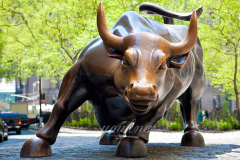 Life size brave wall street bull statue bronze animal sculptures for sale