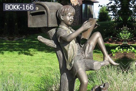 Customized Bronze Reading Boy Statue for Outdoor Decoration BOKK-166