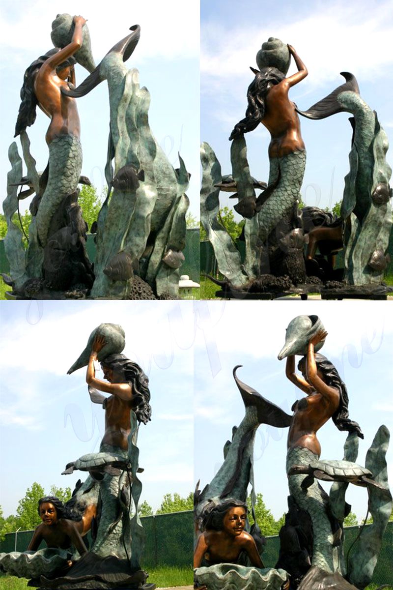  Life Size Bronze Mermaid Statue for Outdoor Decoration BOKK-683