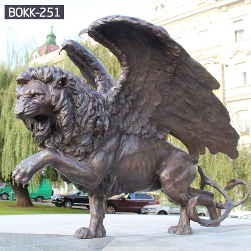Large Casting Bronze Flying Lion Statue for Outdoor Decoration BOKK-251