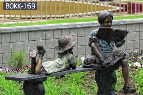 Garden Decoration Bronze Children on the Bench Sculpture BOKK-169