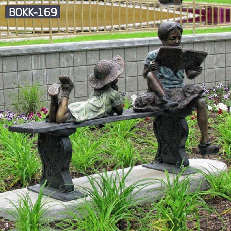 Garden Decoration Bronze Children on the Bench Sculpture BOKK-169