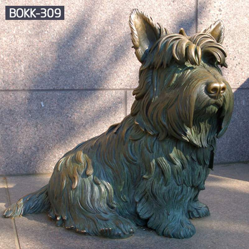 Famous Bronze Pet Dog Fala Statue of U.S. President Franklin Roosevelt in FDR Memorial BOKK-309