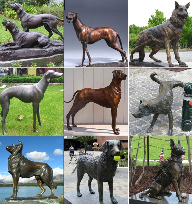 Black Finish Brass Hound Dog Statue for Garden BOKK-325