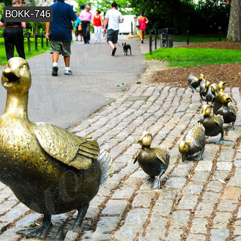 Hot Casting Lovely Bronze Duck Statue Life Size Animal Sculpture for Park BOKK-746
