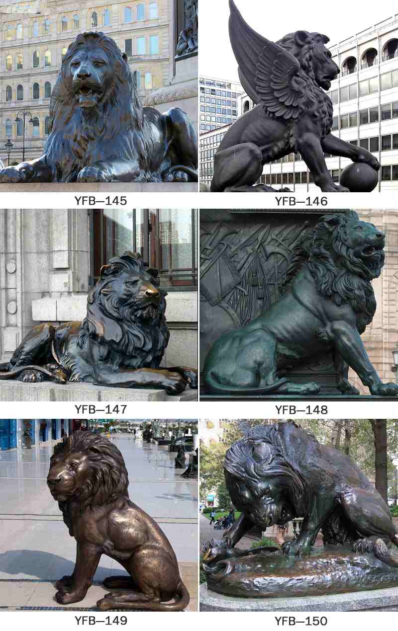 Creative Cast Bronze Wild Lion Family Sculpture Animal Sculpture BOKK-252