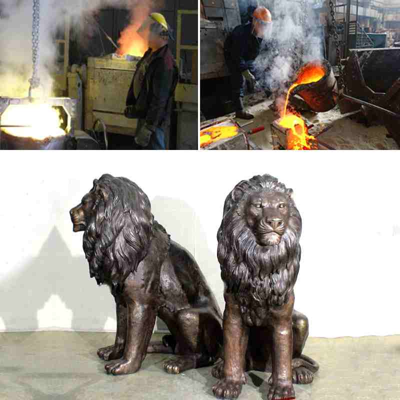 Creative Cast Bronze Wild Lion Family Sculpture Animal Sculpture BOKK-252