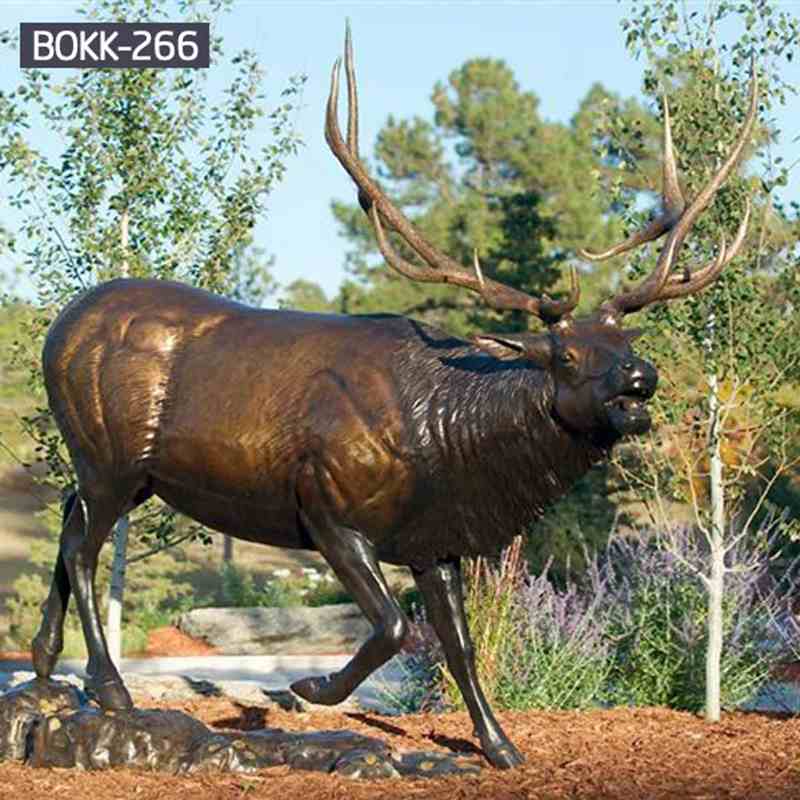 Life Size Exquisite Cast Bronze Elk Statue for Garden BOKK-266