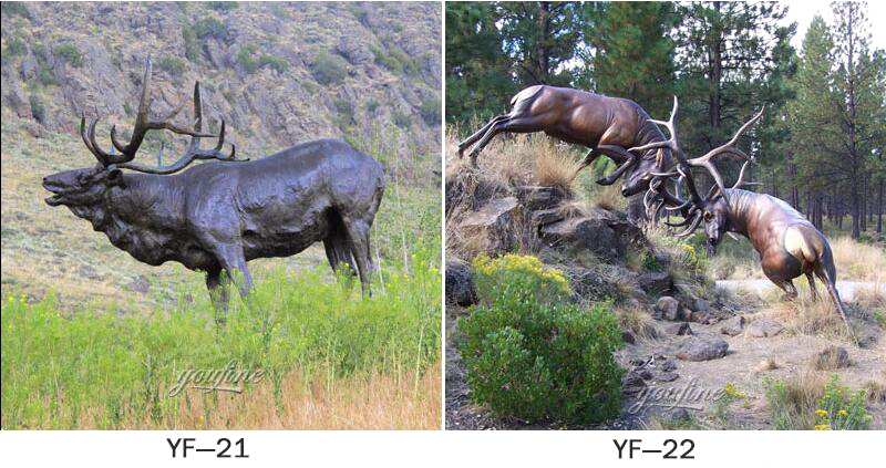 Life Size Bronze Statues of Two Resisting Elk for Garden BOKK-267