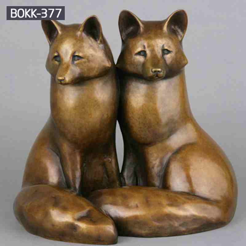 Casting Cute Bronze Fox Statue Animal Sculpture for Garden BOKK-377