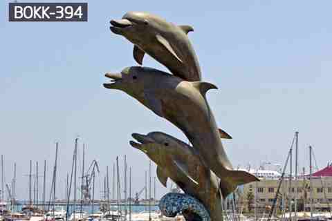 Hot Cast Charming Bronze Dolphin Trio Sculpture with Competitive Price BOKK-394