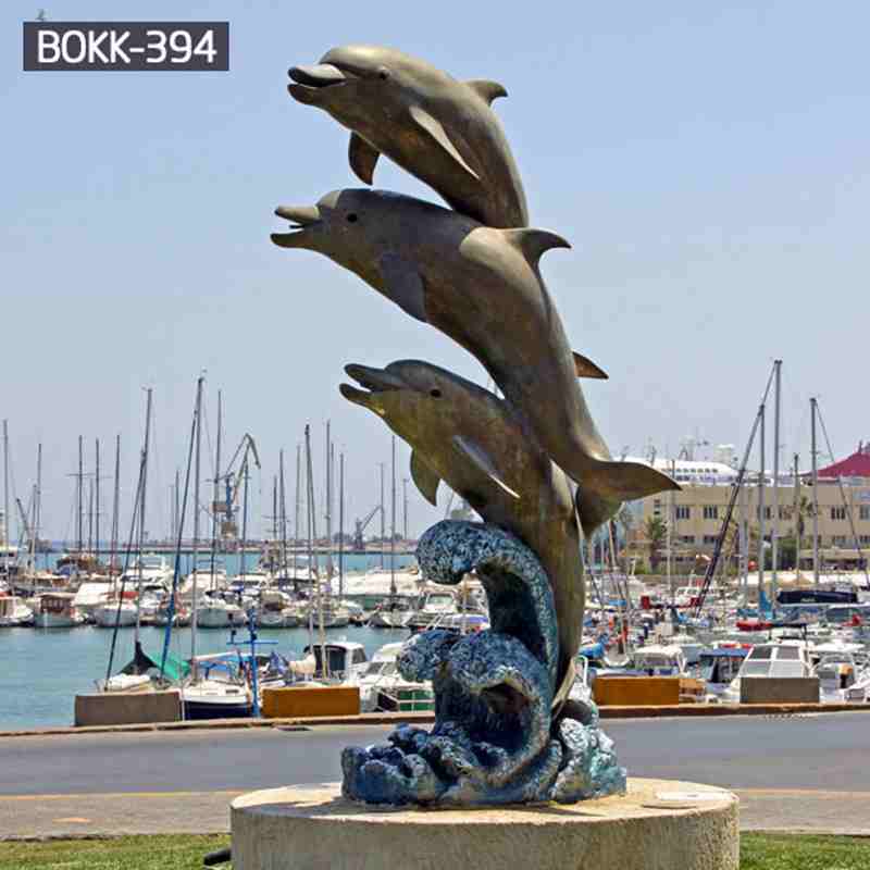 Hot Cast Charming Bronze Dolphin Trio Sculpture with Competitive Price BOKK-394