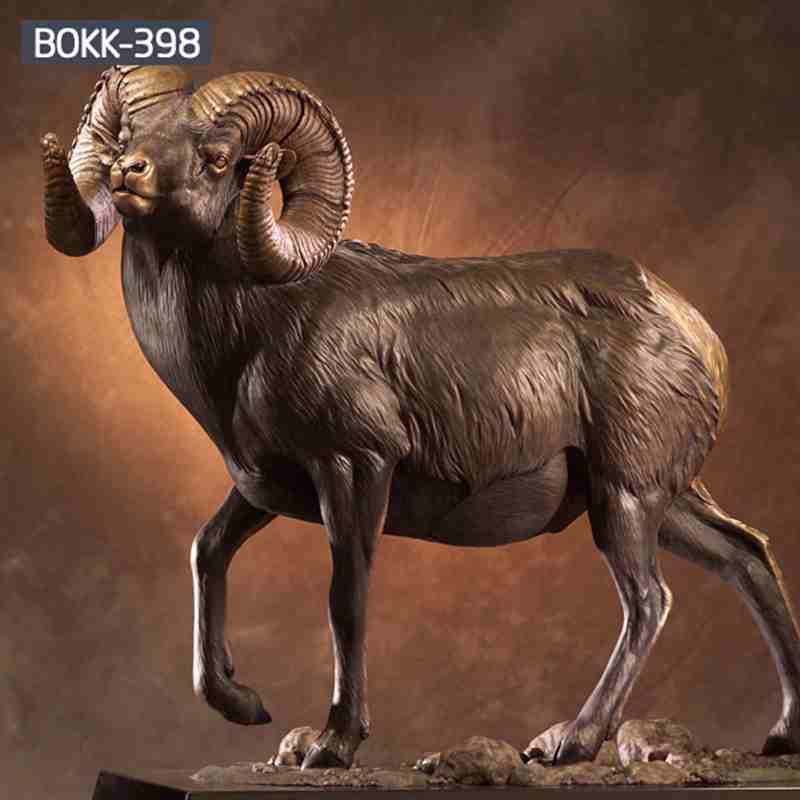 Quality Guaranteed Bronze Big Horn Sheep Sculpture Garden Statue BOKK-398