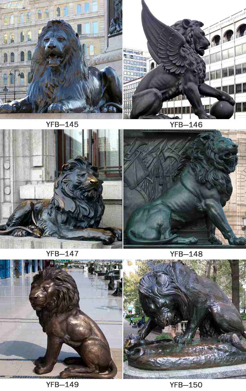 Life Size Bronze Sitting Lion Sculpture for Front Door Decoration BOKK-254