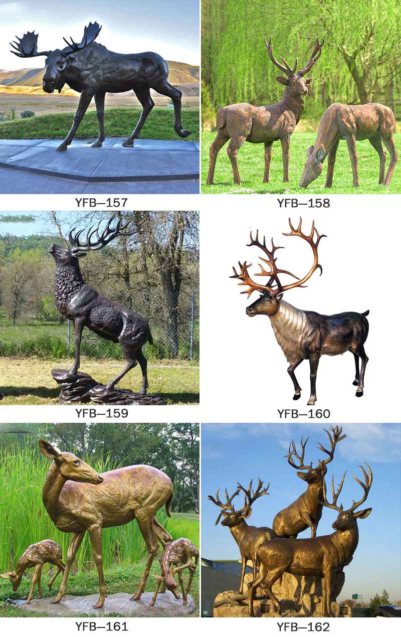 Factory Sale Life Size Bronze Wild Deer Statue Metal Animal Sculpture BOKK-269