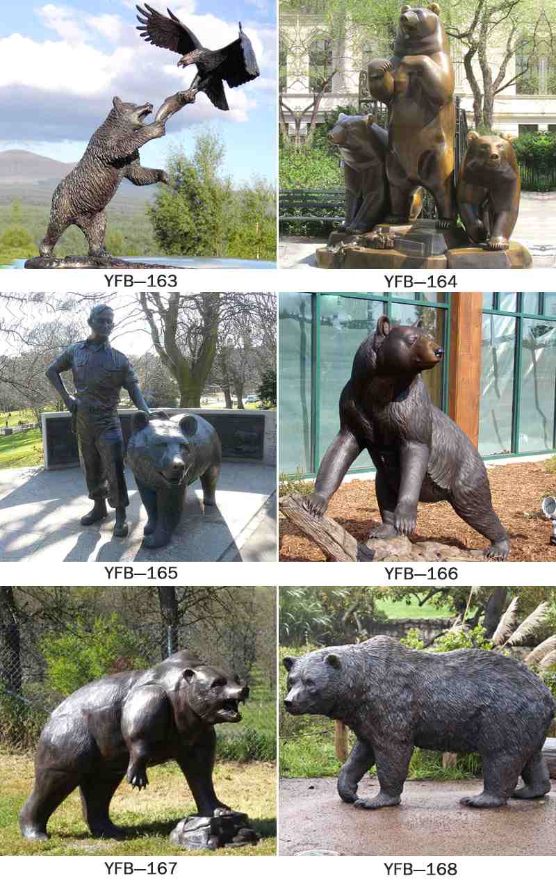 Exquisite Casting Life Size Bronze Bear Statue Animal Sculpture BOKK-289