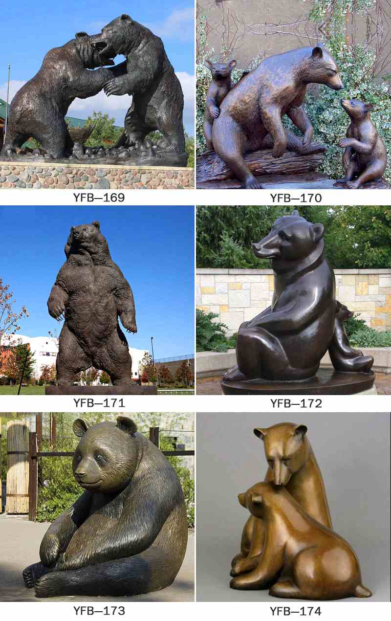 High Quality Cast Bronze Bear Family Sculpture Garden Animal Decor BOKK-290