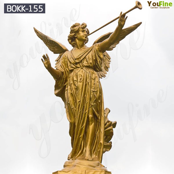 Classic Garden Bronze Angle Statue with Big Wings