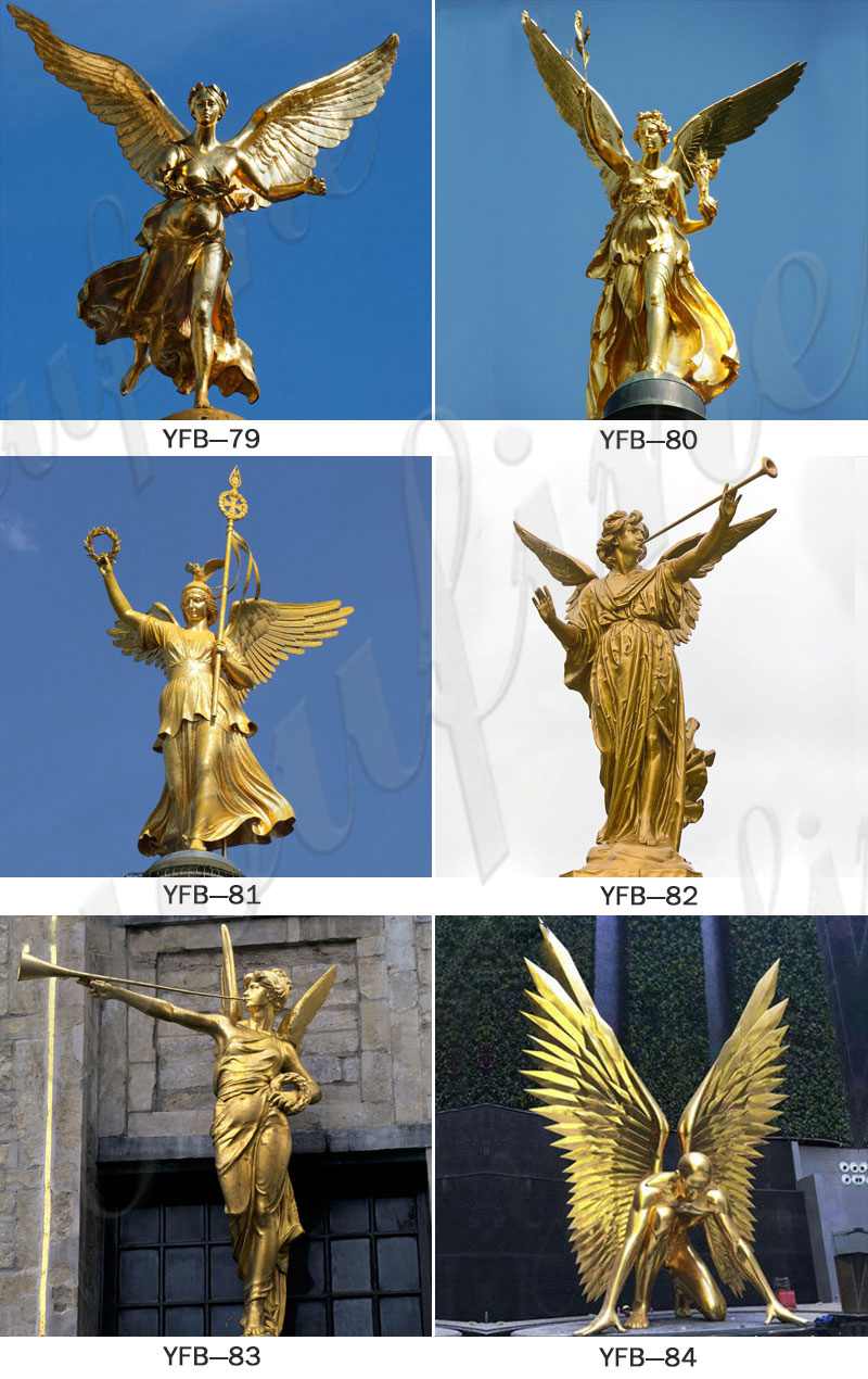 Classic Garden Bronze Angle Statue with Big Wings