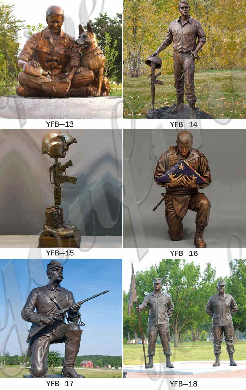 Life Size Sitting Bronze Memorial Soldier Statue Monument Manufacturer