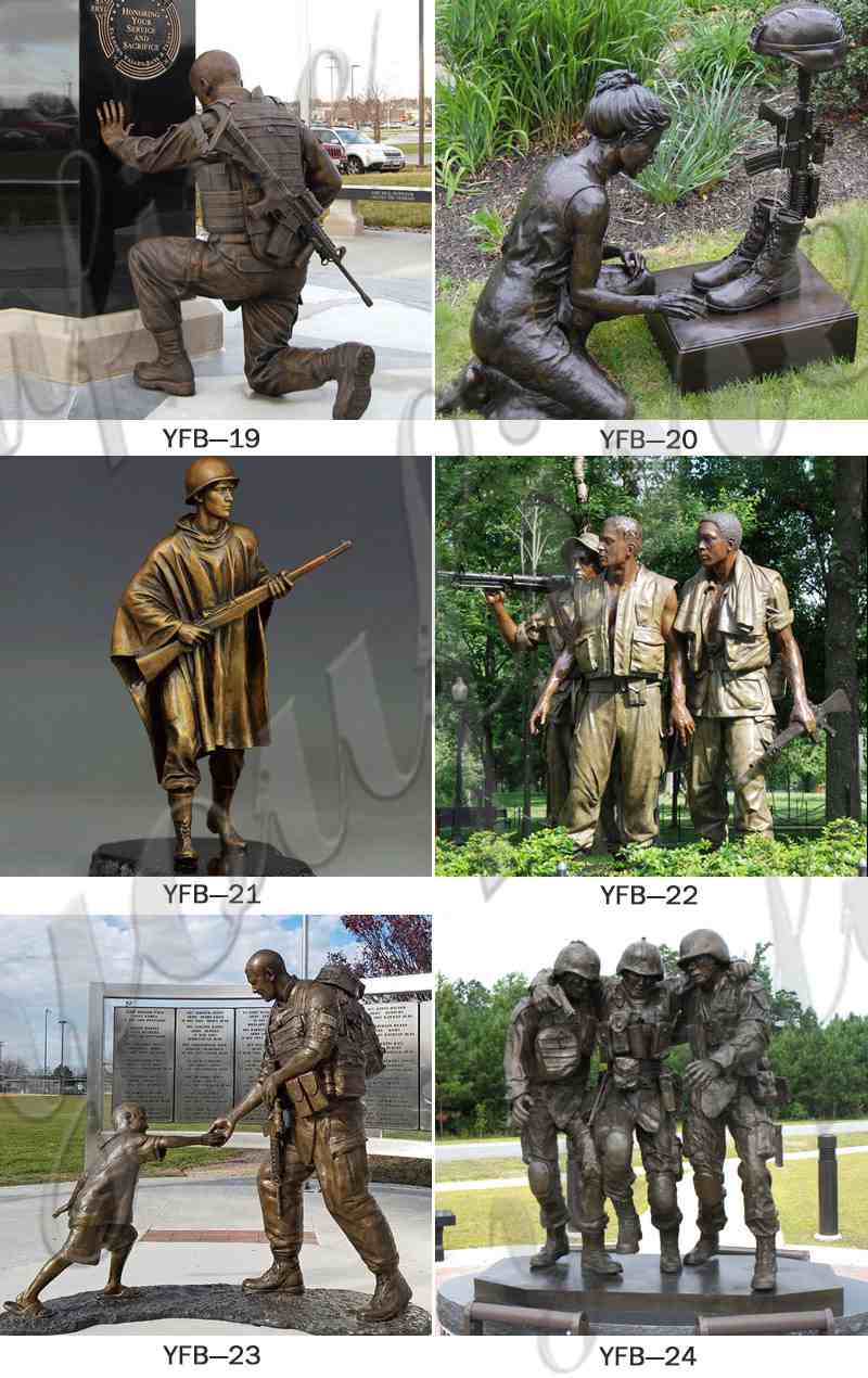 Life Size Sitting Bronze Memorial Soldier Statue Monument