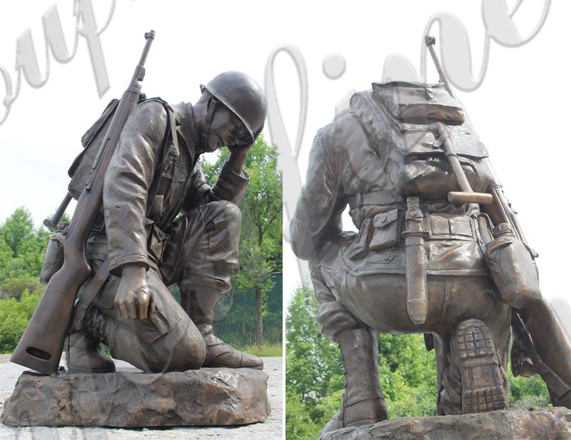 Kneeling Bronze Memorial Soldier Statue Monument Manufacturer BOKK-43