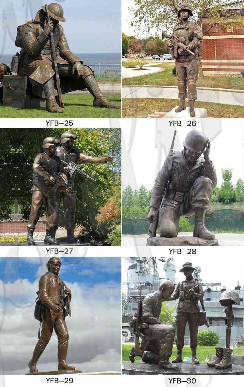 Life Size Kneeling Bronze Memorial Soldier Statue Monument