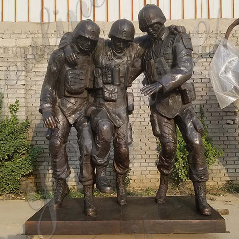 Outdoor Bronze Military Base Comrade in Arms Soldiers Sculpture Supplier BOKK-42