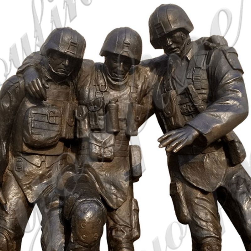 Outdoor Bronze Military Base Comrade in Arms Soldiers Sculpture