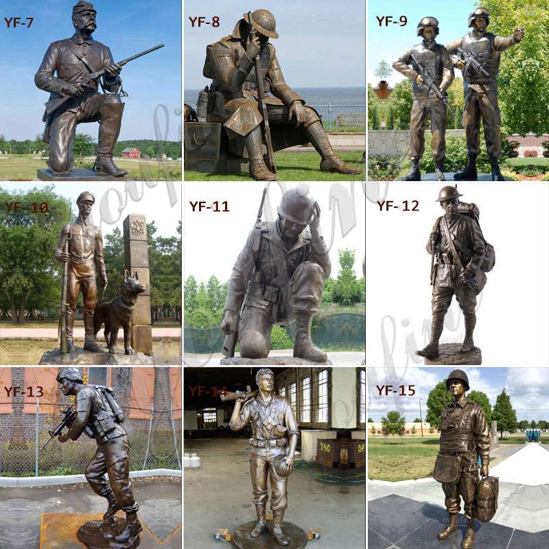 Outdoor Bronze Military Bend Man Soldiers Sculpture Factory Supplier BOKK-50