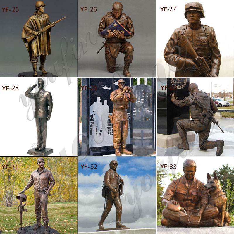 Outdoor Bronze Military Bend Man Soldiers Sculpture Factory Supplier 、