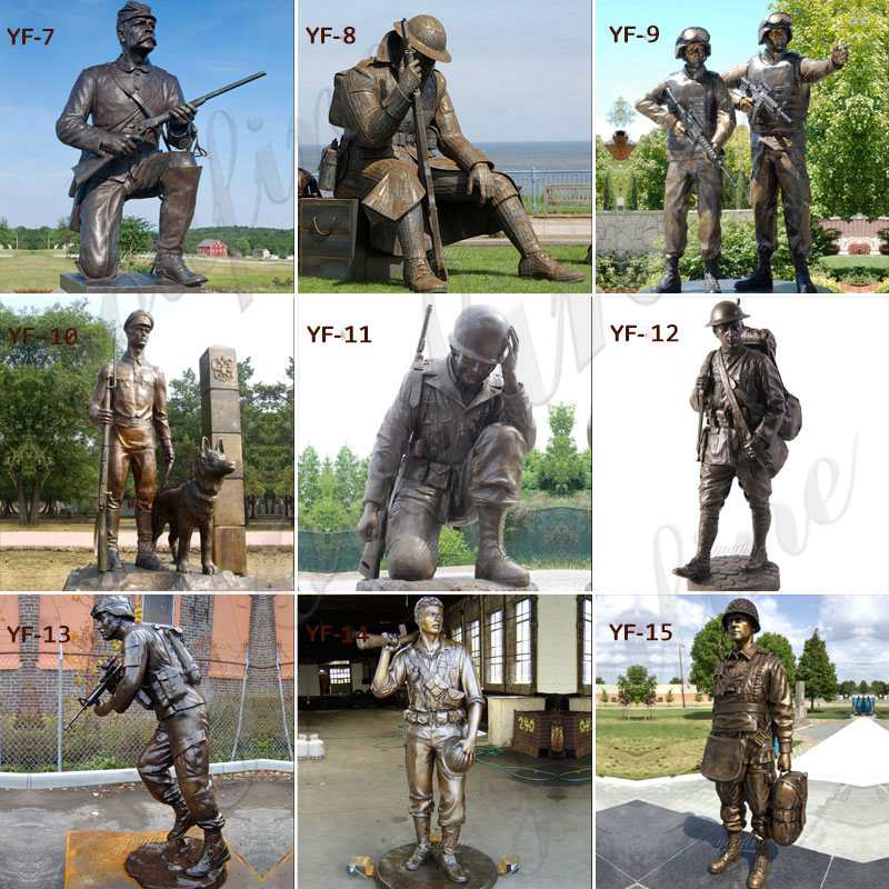 Custom Made Casting Bronze Memorial War Soldier Statue for Sale BOKK-54
