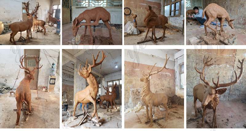 Outdoor Casting Life Size Bronze Elk Statue for BOKK-273