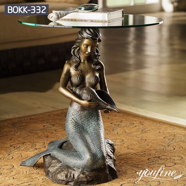 Home Decoration Bronze Mermaid Statue Coffee Table for Sale BOKK-332