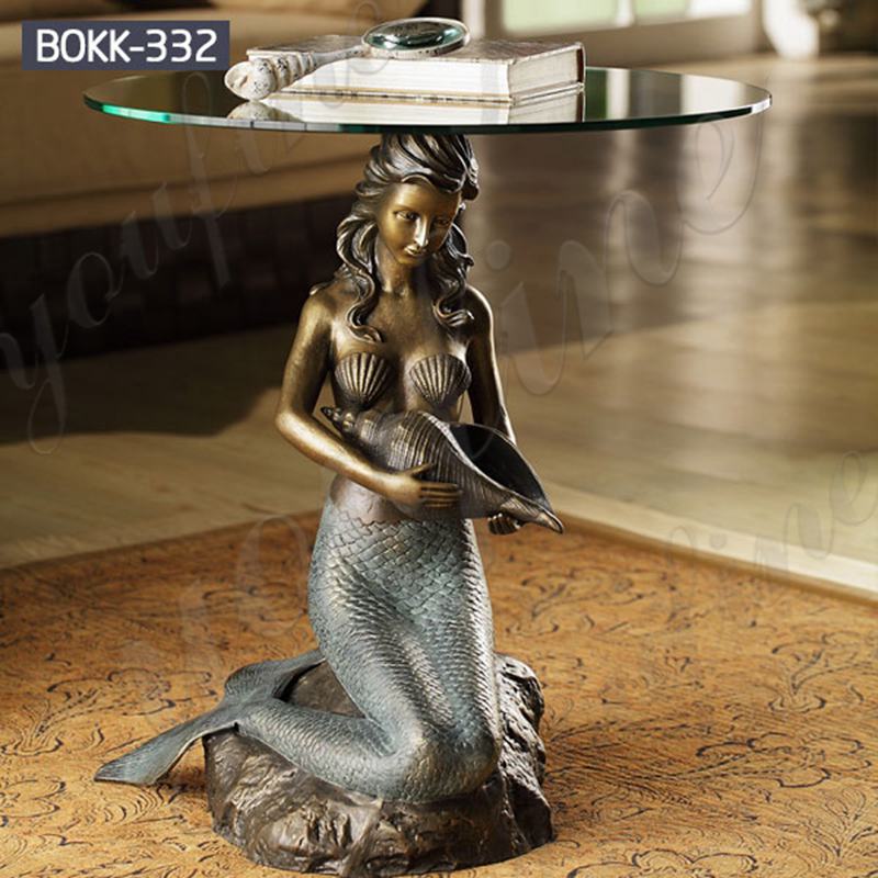 Home Decoration Bronze Mermaid Statue Coffee Table for Sale