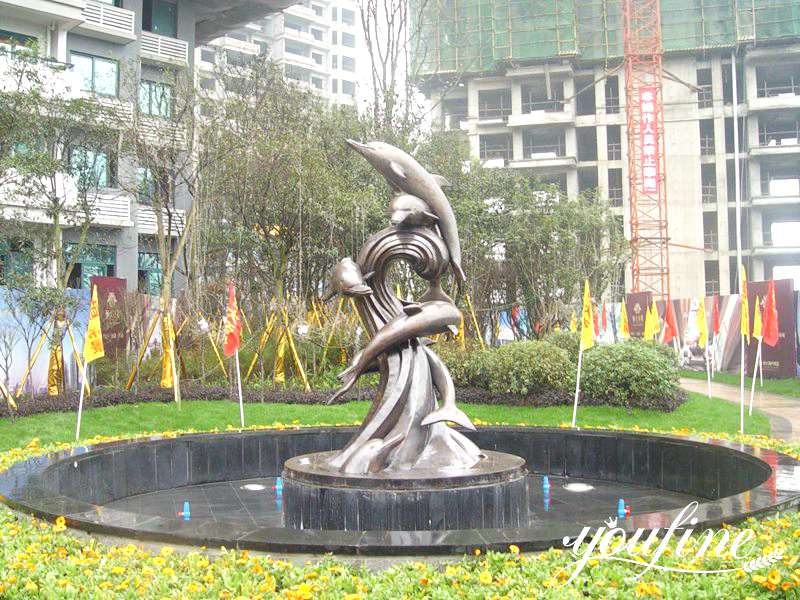 bronze dolphin animal water fountain-YouFine Sculpture1