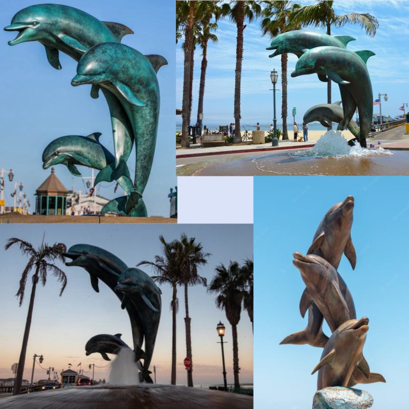 bronze dolphin sculpture